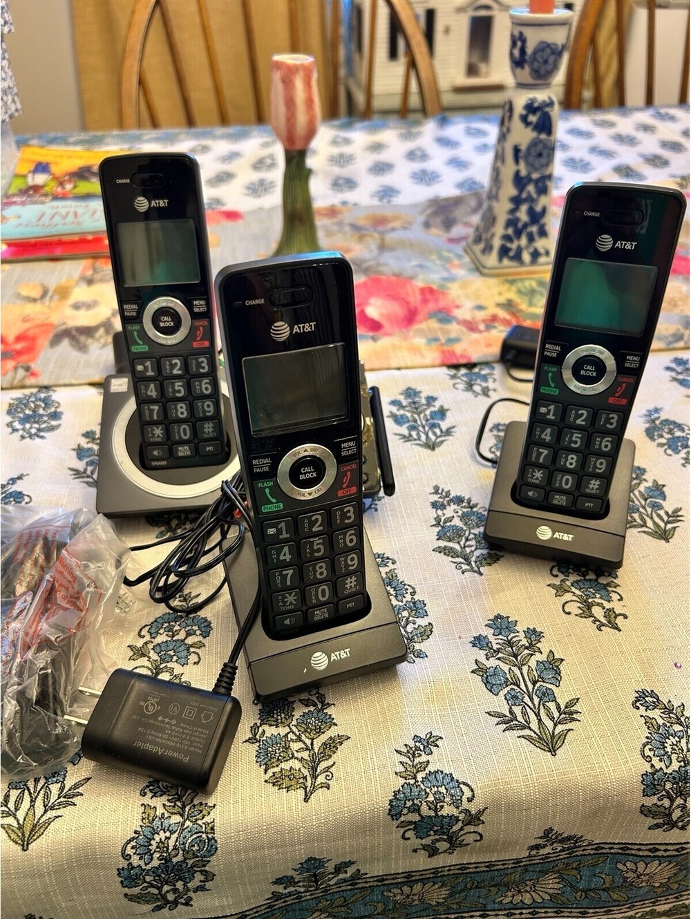 AT&T CL82419 THREE Handset Cordless Phone Answering System Smart Call Blocker